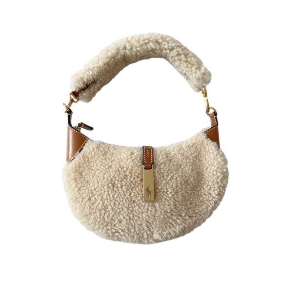 Polo Ralph Lauren Mini ID Shearling and Leather Shoulder Bag - Picture 1 of 11
